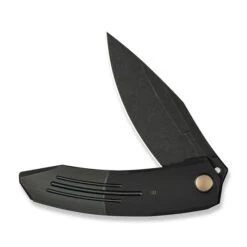 WE Sine Wave Folding Knife Black Titanium Handle M390 Plain Black Blade WE23069B-1 -We Knife 069 1 15322.1727195125