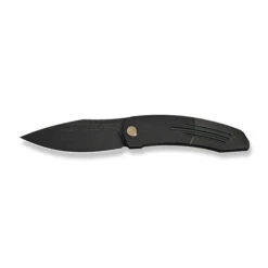 WE Sine Wave Folding Knife Black Titanium Handle M390 Plain Black Blade WE23069B-1