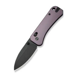 WE Banter 2 Folding Knife Purple Aluminum Handle S35VN Plain Edge Black Stonewash Finish WE23075-2