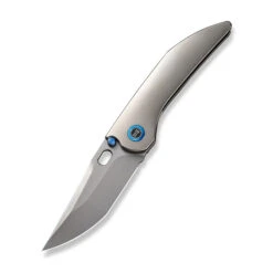 WE Attor Folding Knife Polished Bead Blast Titanium Handle 20CV Modified Persian Plain Edge Polished Bead Blast Finish WE23037B-2