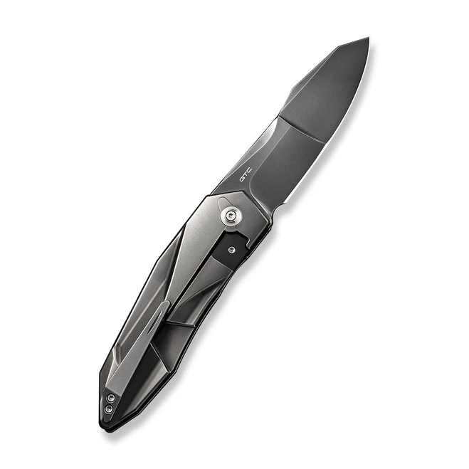 WE Solid Folding Knife Polished Gray Titanium Handle 20CV Plain Edge Polished Gray Finish WE22028-6 4 WE Solid Folding Knife Polished Gray Titanium Handle 20CV Plain Edge Polished Gray Finish WE22028-6 - Image 2