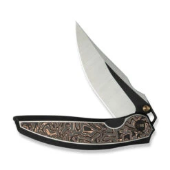 WE Quinseris Folding Knife Black Titanium Copper Foil Carbon Fiber Handle M390 Plain Edge WE23093-1 -We Knife 11 2 34406.1734726018