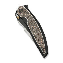 WE Quinseris Folding Knife Black Titanium Copper Foil Carbon Fiber Handle M390 Plain Edge WE23093-1 -We Knife 11 3 74609.1734726018