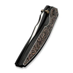 WE Quinseris Folding Knife Black Titanium Copper Foil Carbon Fiber Handle M390 Plain Edge WE23093-1 -We Knife 11 5 54663.1734726018