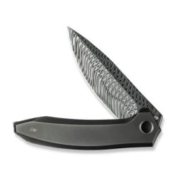 WE Acuminal Folding Knife Polished Gray Titanium Handle Damasteel Plain Edge WE23070-DS1 -We Knife 12 2 22930.1729770110