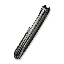 WE Acuminal Folding Knife Polished Gray Titanium Handle Damasteel Plain Edge WE23070-DS1 -We Knife 12 5 28967.1729770110