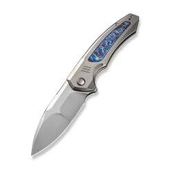 WE Hyperactive Folding Knife Flame Titanium Handle Vanax Drop Point Plain Edge Polished Bead Blast Finish WE23030-1
