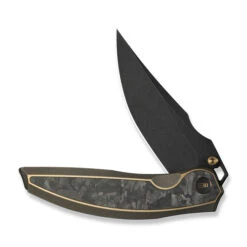 WE Quinseris Folding Knife Bronze Titanium Shredded Carbon Fiber Handle M390 Plain Edge Black Stonewash Finish WE23093-2 -We Knife 14 2 71677.1734726884