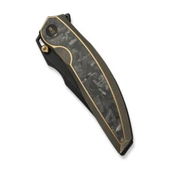 WE Quinseris Folding Knife Bronze Titanium Shredded Carbon Fiber Handle M390 Plain Edge Black Stonewash Finish WE23093-2 -We Knife 14 3 29931.1734726883