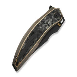 WE Quinseris Folding Knife Bronze Titanium Shredded Carbon Fiber Handle M390 Plain Edge Black Stonewash Finish WE23093-2 -We Knife 14 4 75392.1734726883