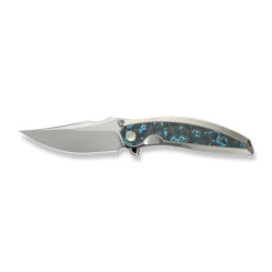 WE Quinseris Folding Knife Polished Beadblast Titanium/Arctic Storm Fat Carbon Fiber Handle M390 Plain Edge Hand Rubbed Satin Finish WE23093-4 -We Knife 1b 7 76220.1734970360