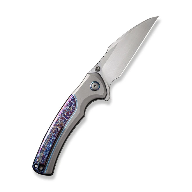 WE Ziffius Folding Knife Gray/Blue Titanium Handle 20CV Wharncliffe Plain Edge Hand Rubbed Satin Finish WE22024D-4 4 WE Ziffius Folding Knife Gray/Blue Titanium Handle 20CV Wharncliffe Plain Edge Hand Rubbed Satin Finish WE22024D-4 - Image 2