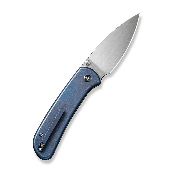 WE Qubit Folding Knife Blue Titanium Handle 20CV Drop Point Plain Edge Hand Rubbed Satin Finish WE22030F-3 4 WE Qubit Folding Knife Blue Titanium Handle 20CV Drop Point Plain Edge Hand Rubbed Satin Finish WE22030F-3 - Image 2