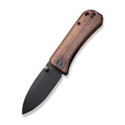 WE Banter Folding Knife Cuibourtia Wood Handle S35VN Plain Edge Black Stonewash Finish WE 2004K
