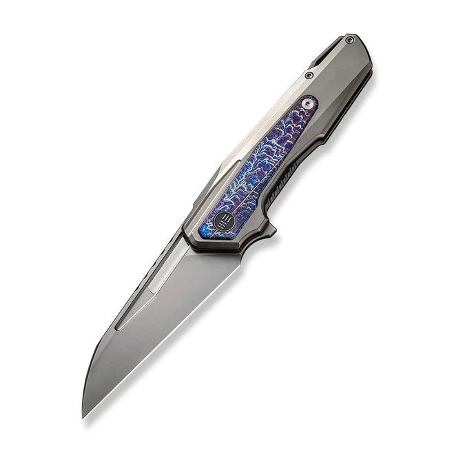 WE Falcaria Folding Knife Polished Bead Blast Flame Titanium Handle 20CV Wharncliffe Plain Edge Polished Bead Blast Finish WE23012B-1 3 WE Falcaria Folding Knife Polished Bead Blast Flame Titanium Handle 20CV Wharncliffe Plain Edge Polished Bead Blast Finish WE23012B-1