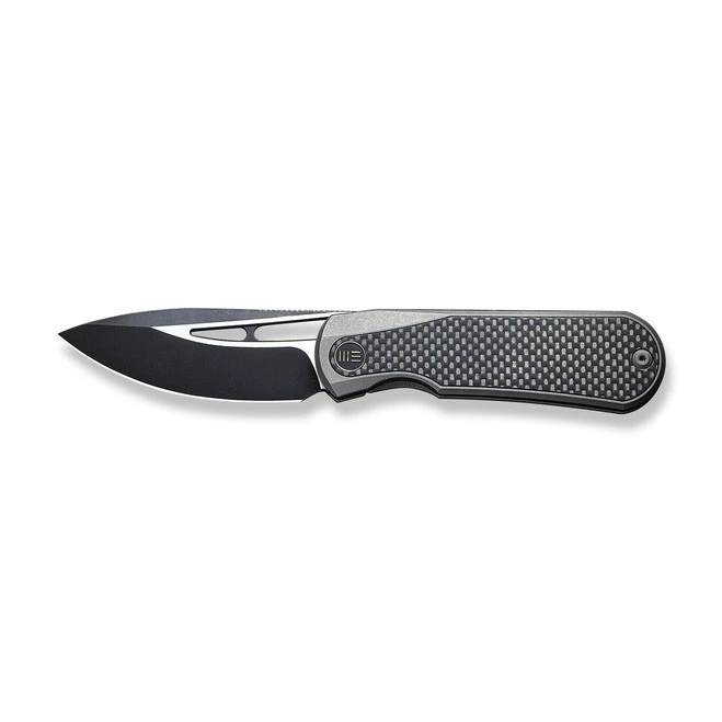 WE Baloo Flipper Folding Knife Black/Gray Titanium/Twill Carbon Fiber Inlay Handle 20CV Drop Point Plain Edge Black/Satin Flat Finish WE21033-2 10 WE Baloo Flipper Folding Knife Black/Gray Titanium/Twill Carbon Fiber Inlay Handle 20CV Drop Point Plain Edge Black/Satin Flat Finish WE21033-2 - Image 8