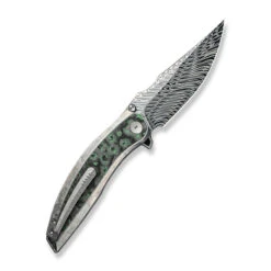 WE Quinseris Folding Knife Crystalized Silver Titanium Handle Jungle Wear Fat Carbon Fiber Handle Damasteel Plain Edge WE23093-DS1 -We Knife 2a 1 10821.1734971305