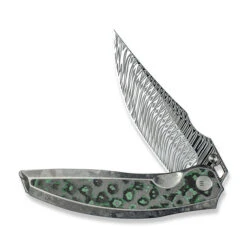 WE Quinseris Folding Knife Crystalized Silver Titanium Handle Jungle Wear Fat Carbon Fiber Handle Damasteel Plain Edge WE23093-DS1 -We Knife 2a 2 90352.1734971305