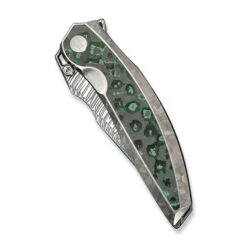 WE Quinseris Folding Knife Crystalized Silver Titanium Handle Jungle Wear Fat Carbon Fiber Handle Damasteel Plain Edge WE23093-DS1 -We Knife 2a 3 58803.1734971305