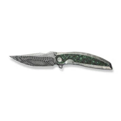 WE Quinseris Folding Knife Crystalized Silver Titanium Handle Jungle Wear Fat Carbon Fiber Handle Damasteel Plain Edge WE23093-DS1 -We Knife 2a 7 08347.1734971305