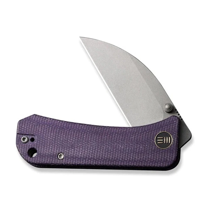 WE Banter Folding Knife Purple Canvas Micarta Handle S35VN Wharncliffe Plain Edge Gray Stonewash Finish WE19068J-2 7 WE Banter Folding Knife Purple Canvas Micarta Handle S35VN Wharncliffe Plain Edge Gray Stonewash Finish WE19068J-2 - Image 5