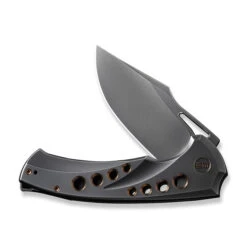 WE Swiftfin Folding Knife Polished Gray/Dark Golden Titanium Handle 20CV Modified Clip Point Plain Edge Polished Gray Finish WE23051-3 -We Knife 3a859c90 63e0 42f8 830e a3fba9b8396b 94172.1718816503