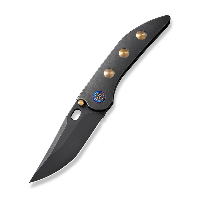 WE Attor Folding Knife Black/Gold Titanium Handle 20CV Modified Persion Plain Edge Black Stonewash Finish WE23037-1 3 WE Attor Folding Knife Black/Gold Titanium Handle 20CV Modified Persion Plain Edge Black Stonewash Finish WE23037-1
