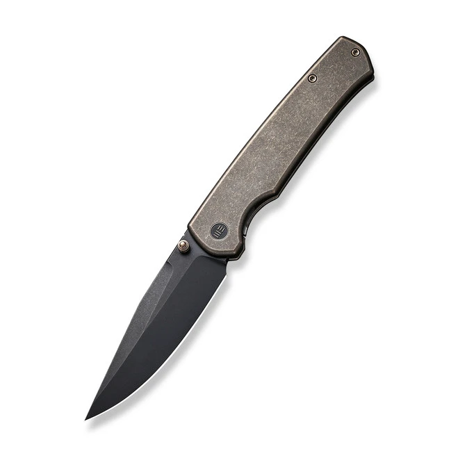 WE Evoke Folding Knife Bronze Titanium Handle 20CV Clip Point Plain Edge Black Stonewash Finish WE21046-2 3 WE Evoke Folding Knife Bronze Titanium Handle 20CV Clip Point Plain Edge Black Stonewash Finish WE21046-2