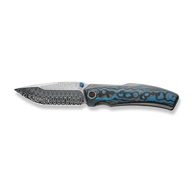 WE Swordfin Folding Knife Black/Blue Arctic Storm Fat Carbon Fiber Handle Damasteel Tanto Plain Edge WE23067-DS1 10 WE Swordfin Folding Knife Black/Blue Arctic Storm Fat Carbon Fiber Handle Damasteel Tanto Plain Edge WE23067-DS1 - Image 8
