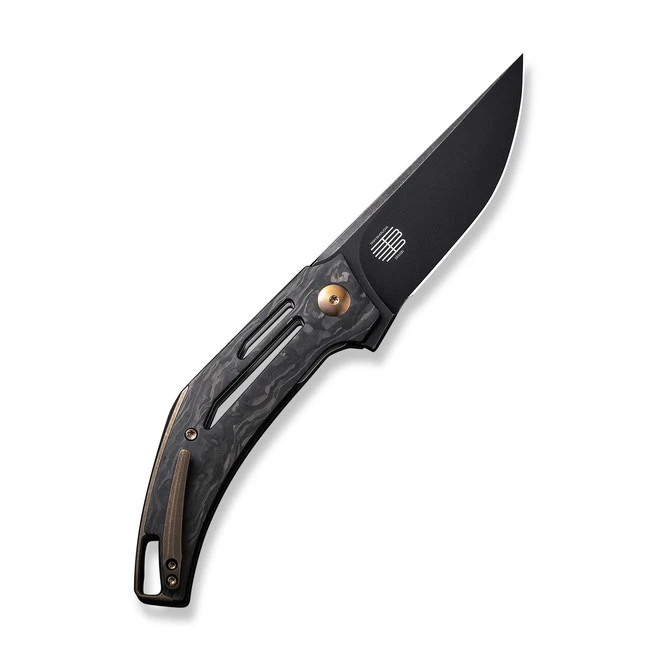 WE Speedliner Folding Knife Black Shredded Carbon Fiber Handle 20CV Drop Point Plain Edge Black Stonewash Finish WE22045B-2 4 WE Speedliner Folding Knife Black Shredded Carbon Fiber Handle 20CV Drop Point Plain Edge Black Stonewash Finish WE22045B-2 - Image 2