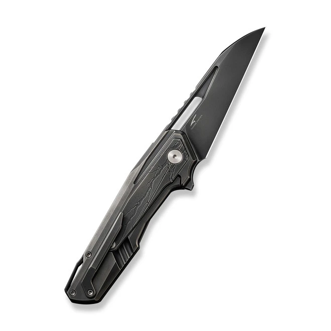 WE Falcaria Folding Knife Polished Gray Titanium Handle 20CV Wharncliffe Plain Edge Polished Gray Finish WE23012B-4 4 WE Falcaria Folding Knife Polished Gray Titanium Handle 20CV Wharncliffe Plain Edge Polished Gray Finish WE23012B-4 - Image 2