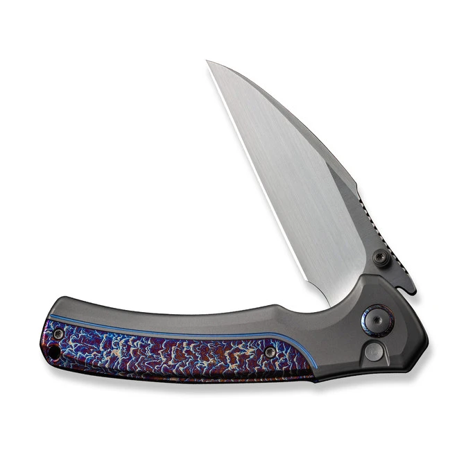 WE Ziffius Folding Knife Gray/Blue Titanium Handle 20CV Wharncliffe Plain Edge Hand Rubbed Satin Finish WE22024D-4 5 WE Ziffius Folding Knife Gray/Blue Titanium Handle 20CV Wharncliffe Plain Edge Hand Rubbed Satin Finish WE22024D-4 - Image 3
