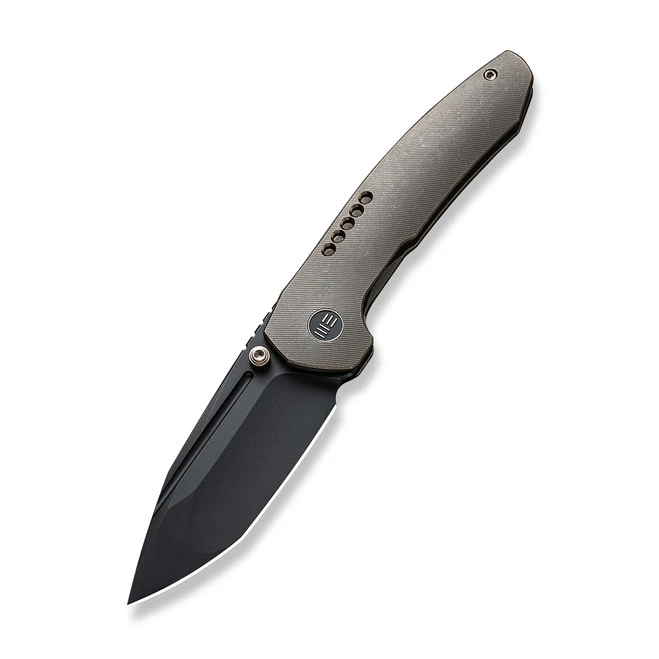 WE Trogon Folding Knife Bronze Titanium Handle 20CV Plain Edge Black Stonewash Finish WE22002-2 3 WE Trogon Folding Knife Bronze Titanium Handle 20CV Plain Edge Black Stonewash Finish WE22002-2