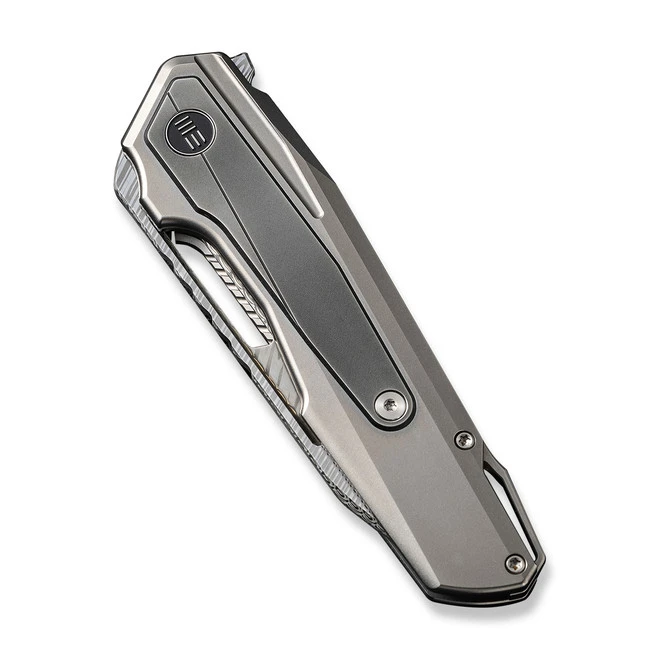 WE Falcaria Folding Knife Polished Bead Blast/Gray Titanium Handle Damasteel Wharncliffe Plain Edge WE23012B-DS1 6 WE Falcaria Folding Knife Polished Bead Blast/Gray Titanium Handle Damasteel Wharncliffe Plain Edge WE23012B-DS1 - Image 4