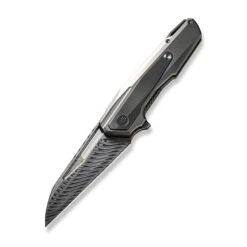 WE Falcaria Folding Knife Polished Bead Blast/Gray Titanium Handle Damasteel Wharncliffe Plain Edge WE23012B-DS1