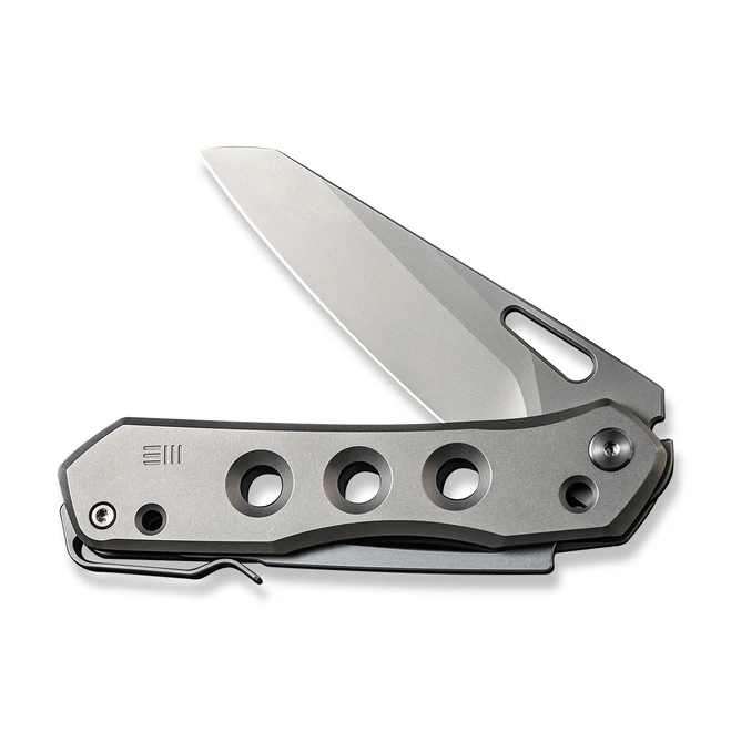 WE Vision R Folding Knife Gray Titanium Handle 20CV Reverse Tanto Plain Edge Silver Bead Blast Finish WE21031-1 9 WE Vision R Folding Knife Gray Titanium Handle 20CV Reverse Tanto Plain Edge Silver Bead Blast Finish WE21031-1 - Image 7