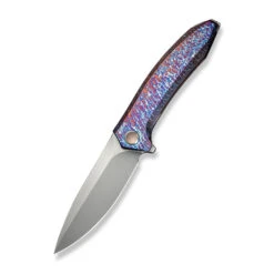 WE Acuminal Folding Knife Flamed Titanium Handle Vanax Plain Edge Polished Bead Blast Finish WE23070-4