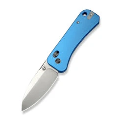 WE Banter 2 Folding Knife Blue Aluminum Handle S35VN Plain Edge Satin Finish WE23075-1