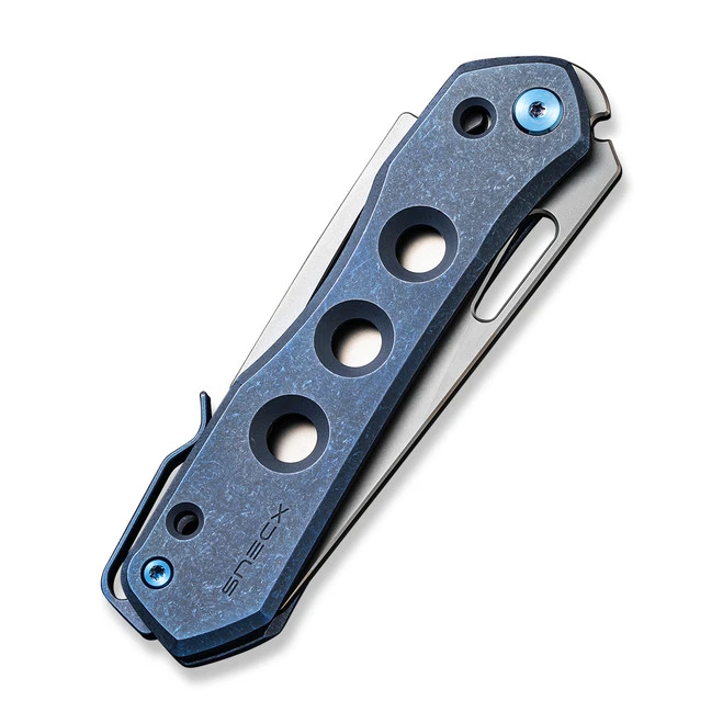 WE Vision R Folding Knife Blue Titanium Handle 20CV Reverse Tanto Plain Edge Silver Bead Blast Finish WE21031-3 7 WE Vision R Folding Knife Blue Titanium Handle 20CV Reverse Tanto Plain Edge Silver Bead Blast Finish WE21031-3 - Image 5
