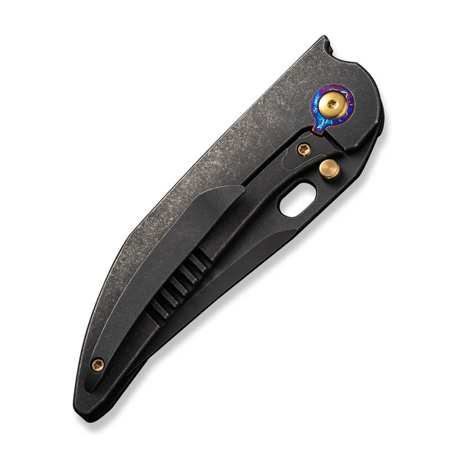WE Attor Folding Knife Black/Gold Titanium Handle 20CV Modified Persion Plain Edge Black Stonewash Finish WE23037-1 8 WE Attor Folding Knife Black/Gold Titanium Handle 20CV Modified Persion Plain Edge Black Stonewash Finish WE23037-1 - Image 6