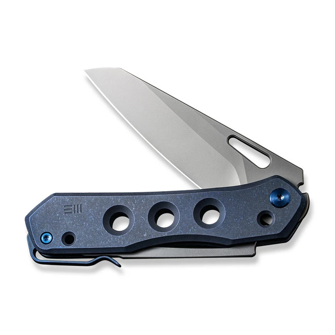 WE Vision R Folding Knife Blue Titanium Handle 20CV Reverse Tanto Plain Edge Silver Bead Blast Finish WE21031-3 9 WE Vision R Folding Knife Blue Titanium Handle 20CV Reverse Tanto Plain Edge Silver Bead Blast Finish WE21031-3 - Image 7