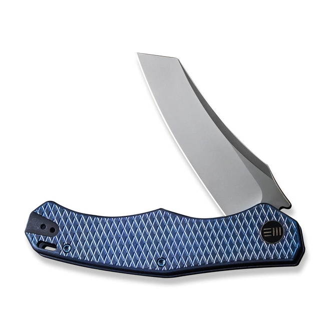 WE RekkeR Folding Knife Blue Titanium Handle 20CV Reverse Tanto Plain Edge Polished Bead Blast Finish WE22010G-4 6 WE RekkeR Folding Knife Blue Titanium Handle 20CV Reverse Tanto Plain Edge Polished Bead Blast Finish WE22010G-4 - Image 4