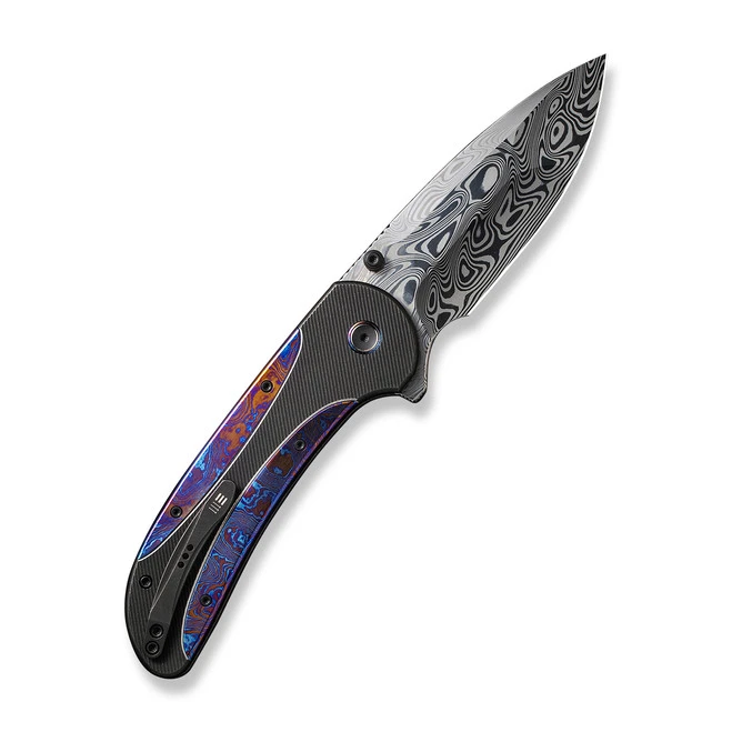 WE Zizzit Folding Knife Black Flamed Titanium/Timascus Handle Damasteel Drop Point Plain Edge WE23031-DS1 4 WE Zizzit Folding Knife Black Flamed Titanium/Timascus Handle Damasteel Drop Point Plain Edge WE23031-DS1 - Image 2