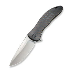 WE Synergy 2v2 Folding Knife Tiger Stripe Pattern Flamed Titanium Handle 20CV Drop Point Plain Edge Stonewash Finish WE18046D-2