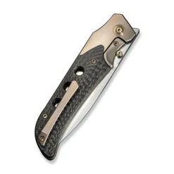 WE Guthrie Folding Knife Champagne Titanium/ Carbon Fiber Handle 20CV Plain Edge Stonewash Finish WE23072B-2 -We Knife 9kKg aKQ 82086.1724864976