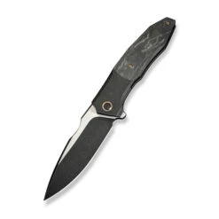 WE Archeozoic Folding Knife Black Titanium/Shedded Carbon Fiber Handle M390 Black/Satin Blade WE23091-1