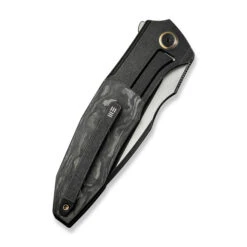 WE Archeozoic Folding Knife Black Titanium/Shedded Carbon Fiber Handle M390 Black/Satin Blade WE23091-1 -We Knife Clipping Path Archeozoic WE23091 1 5 70153.1724529109