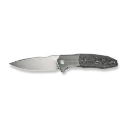 WE Archeozoic Folding Knife Gray Hand Rubbed Titanium/Aluminum Foil Carbon Fiber Handle M390 Hand Rubbed Satin Finish WE23091-2 -We Knife Clipping Path Archeozoic WE23091 2 8 94450.1724530059