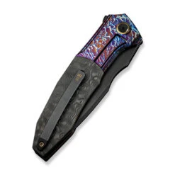 WE Archeozoic Folding Knife Flame Titanium/Rose Carbon Fiber Handle M390 Black Finish WE23091-3 -We Knife Clipping Path Archeozoic WE23091 3 5 75957.1724530847
