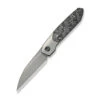 WE Brr15 Folding Knife Gray Titanium/Aluminum Foil Carbon Fiber Handle M390 Plain Edge Stonewash Finish WE24007-2